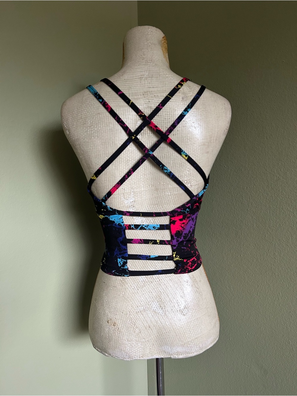 POP Fit Black Crop Top with Neon Paint-Splash Print
